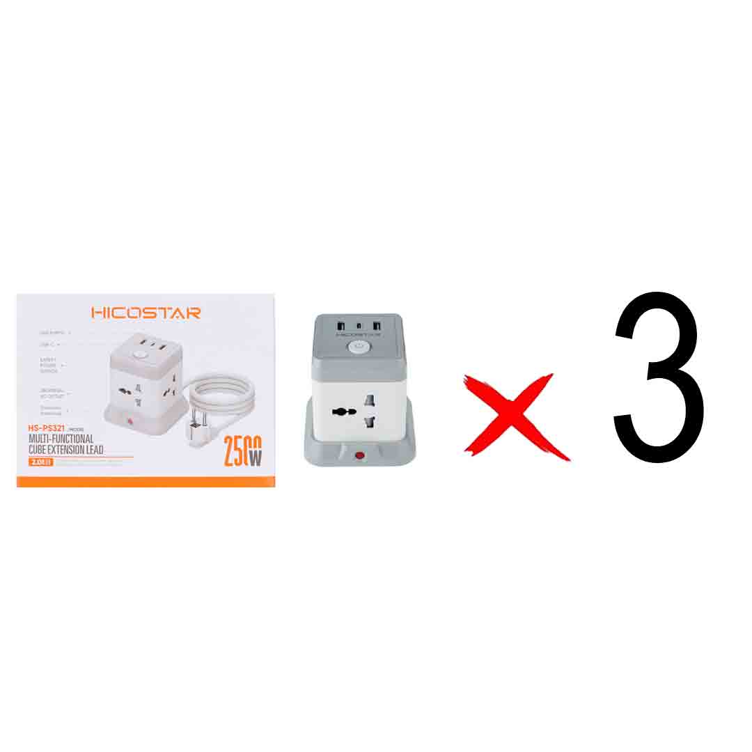 چندراهی برق Hicostar مدل HS-PS321 - سفید (بسته 3 عددی)